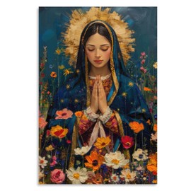 KERAXL Virgin Mary Poster The Marias Picture Virgen De Guadalupe Traditional Catholic Icon Canvas Prints, Madonna Modern Christian Art Home Decor Unframe-style 12x18inch(30x45cm)