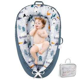 Baby Lounger -Breathable Soft Lounger Cover, Babies Essentials Gifts, Portable Infant Lounger for Tummy Time Floor Playing Seat for Home and Travel，Snow Room