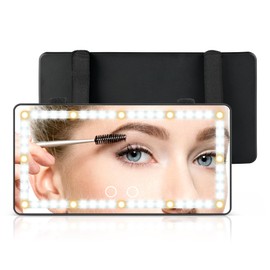 SINGARO Car Sun Visor Vanity Mirror - Rechargeable Makeup Mirror with 60 LEDs, 3 Light Modes & Dimmable Touch Control for Cars, Trucks, SUVs | Car Interior Accessories for Women (Black)