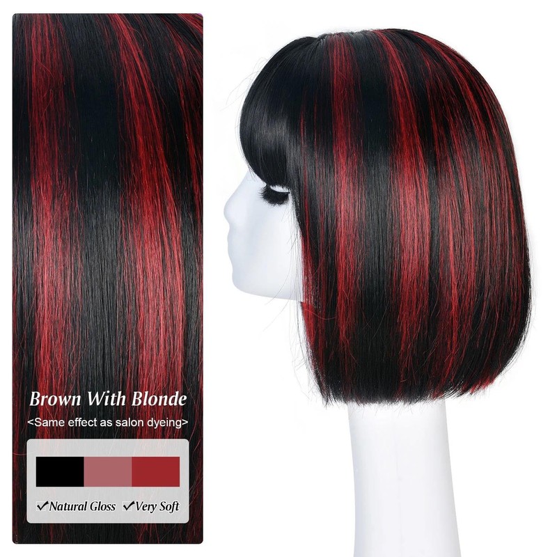 CURLCRAZY Bob Wig With Bangs Short Bob Wigs for Women