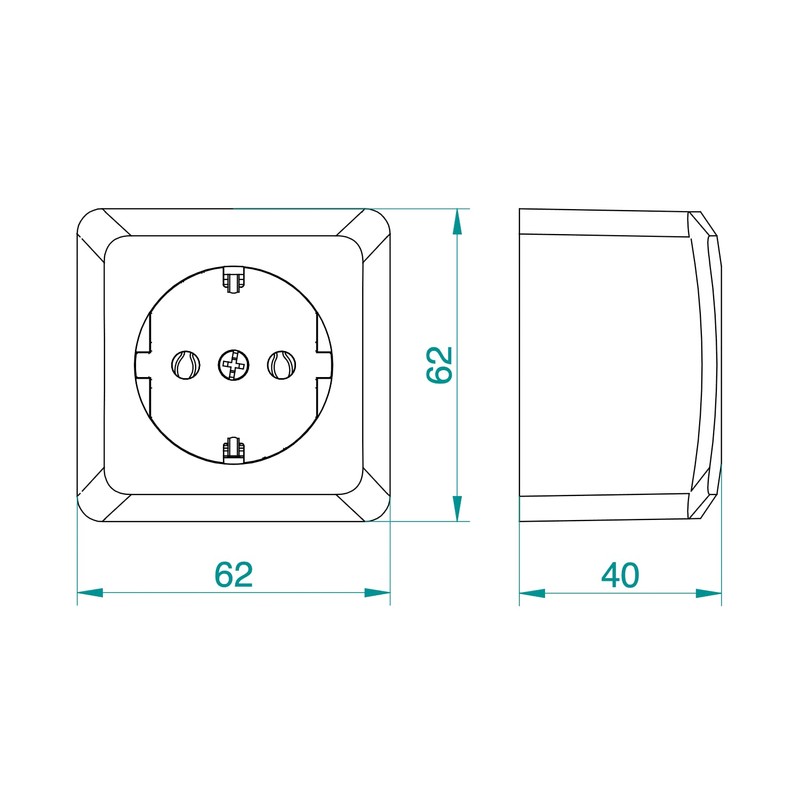 asvendo Electro/Surface-Mounted Series/Light Switch/Toggle Switch/Push Button / 1-Way Socket /
