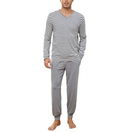 Bresdk Men's Long Winter Cotton Sleepwear Men's Gift, gray