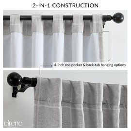 Elrene Home Fashions Sawyer Windowpane Plaid Blackout Window Curtain Panel with Rod Pocket/Back Tabs for Living Room/Bedroom/Office, 52"x108", Gray