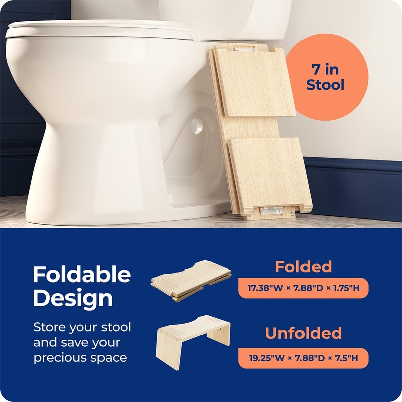 Squatty Potty Oslo Oak Folding Toilet Stool – Compact, Stylish,