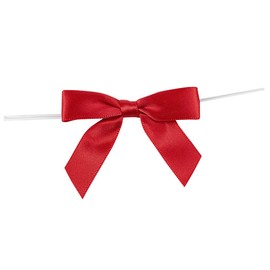 Reliant Ribbon 5171-06503-2X1 Satin Twist Tie Bows - Small Bows, 5/8 Inch X 100 Pieces, Red