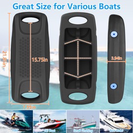 DEDU 22 Inch Boat Fenders for Docking, Upgraded EVA Boat Bumpers Portable with Integrated Locking Elastic Rope, Pontoon Bumpers Ideal Fender for Bass, Jet Ski, PWC and Yachts (Black 2 Pack)