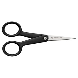 Fiskars Renew 13cm Needlework Scissors – Small Sharp Embroidery Craft Shears, Recycled Stainless-Steel Blade & Ergonomic Handle - Black