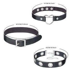 OLaiXin 4 PCS Black Leather Choker Neklace O Ring Vintage Gothic Punk Choker Fancy Dress Rock Choker PU Leather Choker Collar For Women Men Accessory