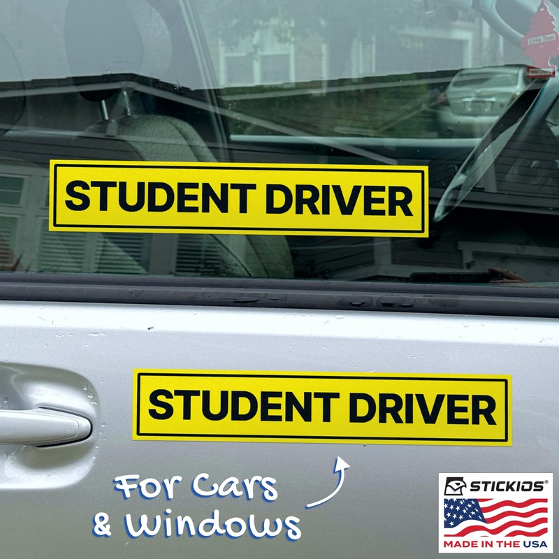 Stickios Non-Magnetic Student Driver Stickers - Removable Vinyl Decals for