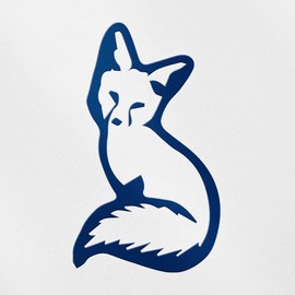 Decal Stickers of Young Sitting Fox (Navy Blue) (Set of 2) Premium Waterproof Vinyl Decal Stickers for Laptop Phone Accessory Helmet Car Window Mug Tuber Cup Door Wall - ANDstic51639aAB