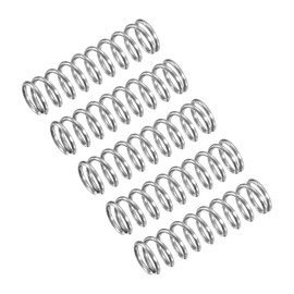 sourcing map Compression Spring, 5Pcs 304 Stainless Steel, 4mm OD, 0.5mm Wire Size, 15mm Free Length, Silver Tone
