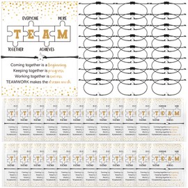 LIUBUJINGYING 24 Set Team Appreciation Gifts Bulk Friendship Bracelets Motivational Bracelets with Cards Bags Thank You Gifts for Employee Staff Team Prizes (Team-Inspirational Star)