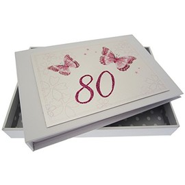 WHITE COTTON CARDS, 80th Birthday, Tiny Album, Butterflies