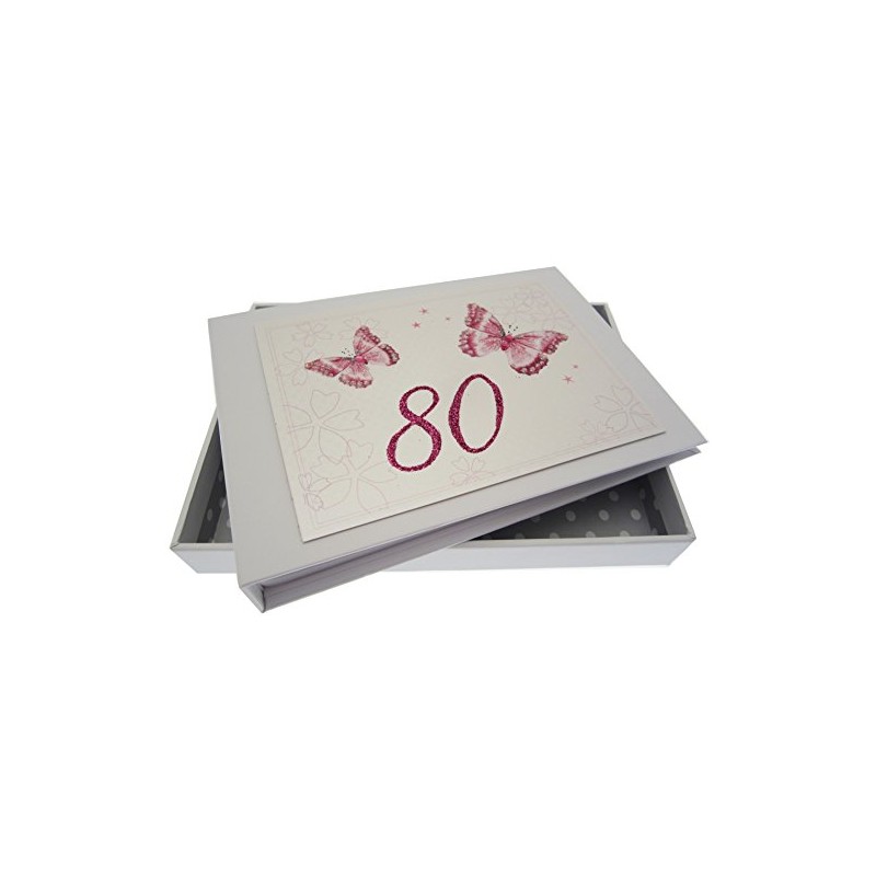 WHITE COTTON CARDS, 80th Birthday, Tiny Album, Butterflies