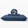 GOKOTTA Cooling Sheets for Hot Sleeper, Breathable Luxury Soft Bamboo Sheets with 4 Elastic Corner Straps, 15 Inch Pocket, Bed Sheets with Double Stitched(Navy Blue, Twin)