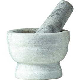 JADE TEMPLE 17438 Marble Mortar with Pestle, Stoneware, Grey