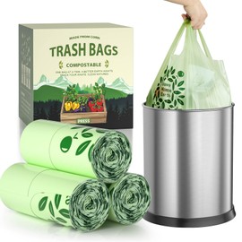 AYOTEE Compost Bags 1.6 Gallon with Handle Tie, 75 Count Compostable Trash Bags 1.6 Gallon Trash Bags, Small Biodegradable Trash Bags Food Waste Bags, Small Compostable Bags for Kitchen Compost Bin