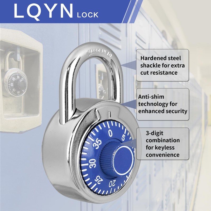 Combination Lock, LQYN Standard Dial Combination Lock, Pack of 8;