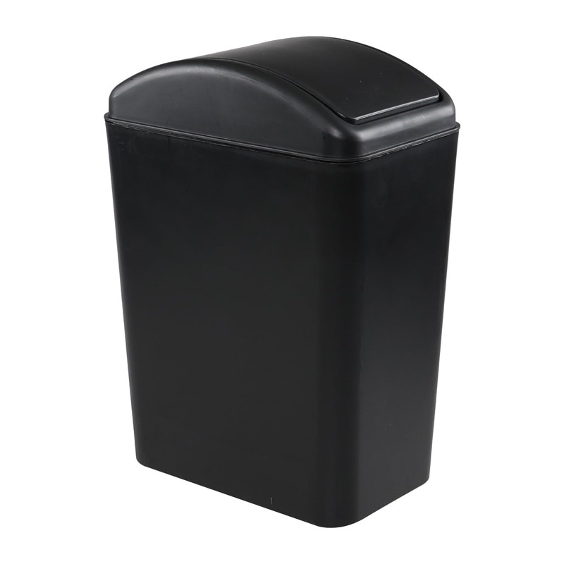 Oymlclivisa Black Plastic Swing Top Bin, 20 L Plastic Trash
