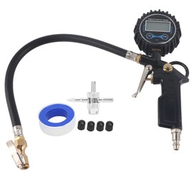 Tire Pressure Gauge for Cars 200 PSI, Air Pressure Gauge, Air Chuck Air Compressor Attachments, with Steel Braided Hose, Quick Connect Coupler Carrying Case, for Truck, Car, SUV