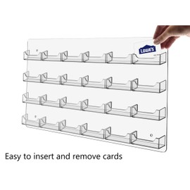 Marketing Holders 6 Pack Hanging Business Card Rack with Hanging Hardware for 3.5" x 2" Gift or Appointment Cards Medical Dental Corporate Office Community Center 24 Pocket Clear Acrylic One Piece