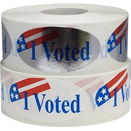 I Voted Stickers 2 x 1 Oval Shape Bulk Pack 500 Per Roll 1,000 Total Apparel Safe Adhesive Stickers