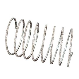 Rhinestone Arm Cuff Jewelry for Women Multilayer Arm Sparkling Rhinestone Bracelet Upper Arm Jewelry Crystal Bangle Strand Wrap Bracelet Silver Prom Bridal Bangle for Party Bride Wedding-8 Layers (1Pcs)