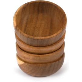 Samhita Acacia Wooden Fruit Bowl Food Serveware Dining DÃ©cor Absolute Beautiful with Your Kitchen (Set of 4) (10.16cm x 10.16cm x 3.81cm)