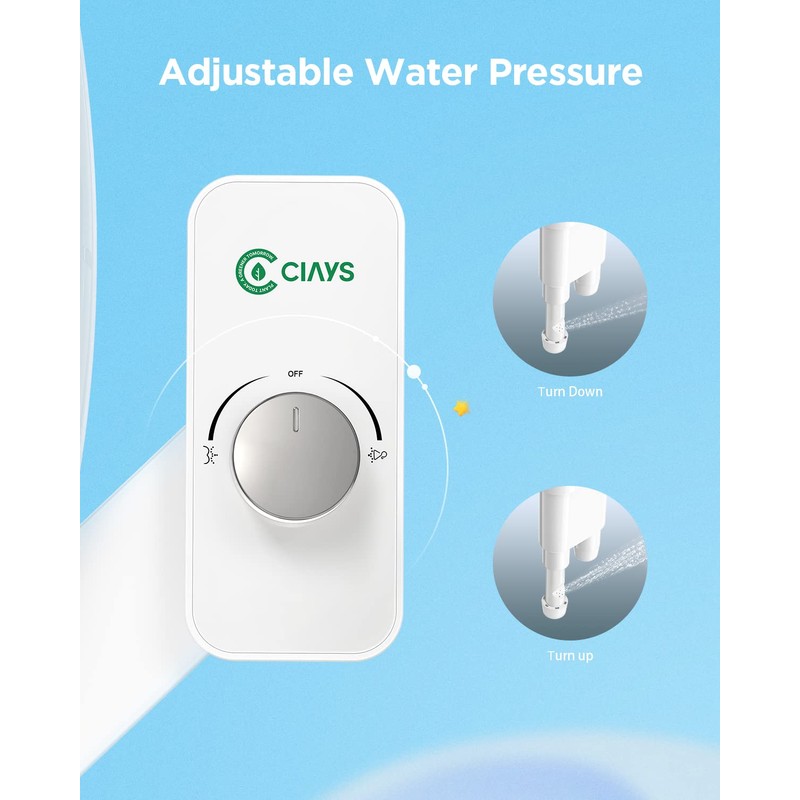 Ciays Toilet Bidet Non-Electric Bidet Toilet Attachment Dual Nozzles for