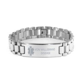 DARIN GIFT Medical Alert Ladder Stainless Steel Bracelet, von Willebrand Disease Awareness, SOS Emergency Health Life Alert ID Engraved Stainless Steel Jewelry Silver Bracelet for Men Women Kis