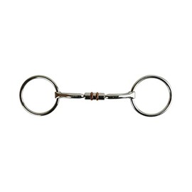 AK Loose Ring Rotary Curved Snaffle Horse Riding Bits AKRS-2618 (5.75'', Silver)