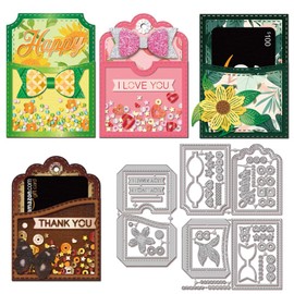 GLOBLELAND Pocket Shake Cutting Dies for DIY Scrapbooking Metal Bookmark Tags Cut Dies Flowers Leaves Die Cuts for Card Making Embossing