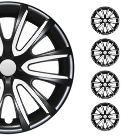 OMAC - Black White Gloss Hub Caps 16 Inch Set of 4 for Nissan Sentra, Tapas para Rines 16, Premium Wheel Covers 16 Inch, R16 Rim Cover Set, Snap On Durable Car Replacement Exterior Accessories