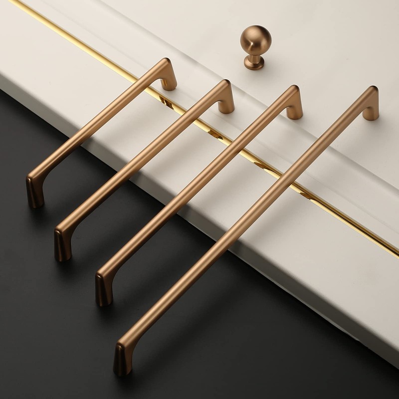 Amerdeco 10 Pack Champagne Bronze Cabinet Pulls 5 Inch(128MM) Hole