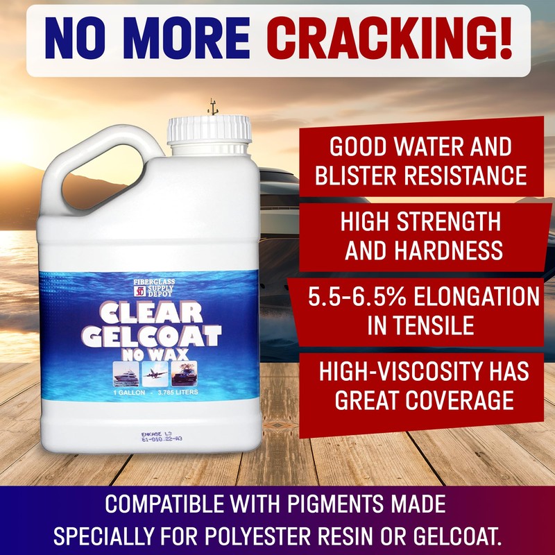 Fiberglass Supply Depot Clear Gelcoat Without Wax – UV-Resistant Marine