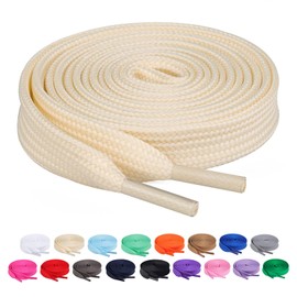 Booyckiy [2 Pairs] Flat Shoe Laces for Sneaker, 2/5" Wide Shoelaces Cream 31 inch(80cm)