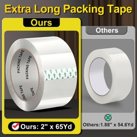 PACKKA Clear Packing Tape, Heavy Duty Packaging Tape Refills 12 Rolls, 2 inch x 65 Yards, Shipping Tape Box Tape Mailing Tape for Shipping Packaging Moving Sealing and Storage