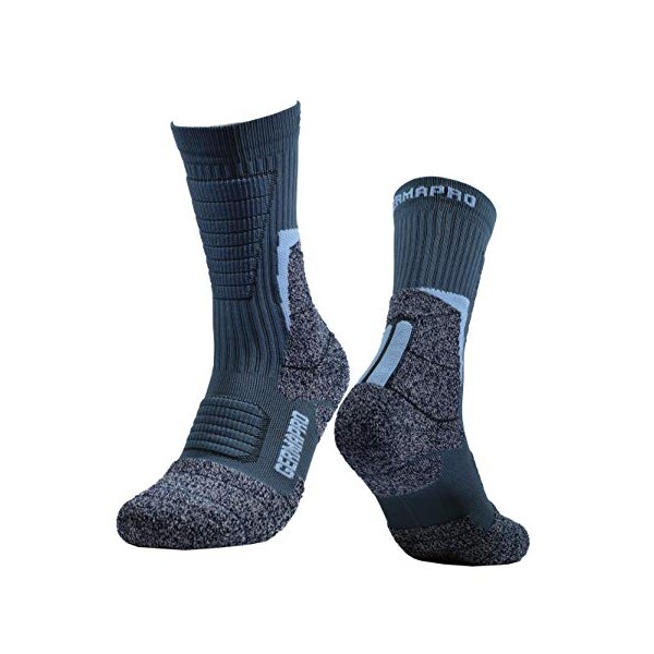 Men's Breathable Hiking Work Boot Socks w/Anti-Stress Moisture Wicking Germanium & Coolmax Fiber Lite-Compression 1/2 pr (X-Large, Blue)