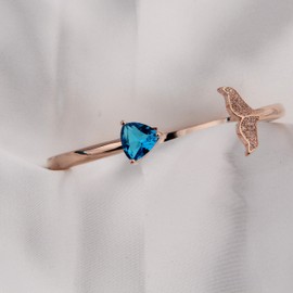 FEELMEM Dolphin Mermaid Tail Bangle Cubic Zirconia Open Cuff Bangle Engraved You Are Beautiful Inspirational Gift for Women Best Friend (RG)