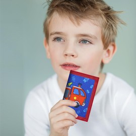 JONYEE RFID Wallet, Cute Cartoon Wallet with Zipper for Kids, Firetruck, Single, Trifold Kids Canvas Wallet