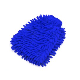uxcell Blue Microfiber Chenille Washing Cleaning Glove Mitten Universal for Car Vehicle Body