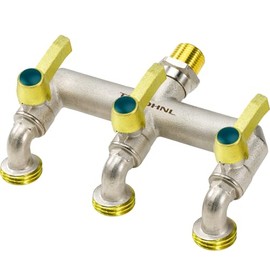 TSGOHNL 3-Way Heavy Duty Brass Outdoor Faucet, Frostproof Garden Faucet, NPT 1/2‘ Male Inlet and GHT 3/4’ Outlet, Nickel-Plated, Rustproof Horizontal Large Pitch Faucet