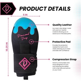 Sliding Mitt, Ice Cream Drip, Baseball & Softball, Youth Size, for Left & Right Hands (Midnight Vice, Youth)