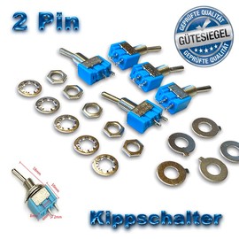 VUNIVERSUM 5 x Premium 2 Pin Mini On/Off Toggle Switch On Off DIY AC 125V/6A 250V/3A RC Blue Model Making