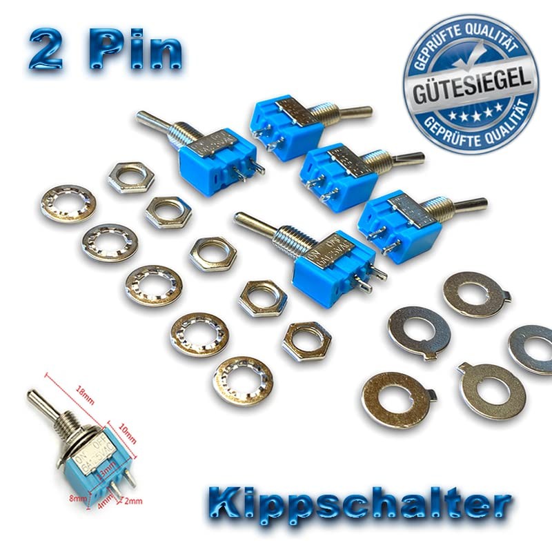 VUNIVERSUM 5 x Premium 2 Pin Mini On/Off Toggle Switch