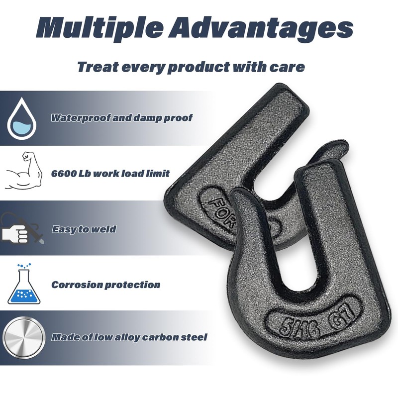 HANDRERLEE 12Pack Weld On Chain Grab Hook, G70 5/16" Forged