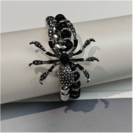 Punk Spider Bracelet for Women Big Spider Spider Bracelet Beaded Bracelet Halloween Spider Bracelet for Women (silver)