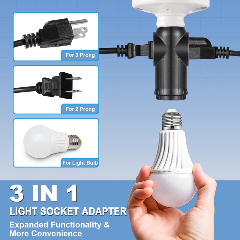 Light Socket to Plug Adapter (3 Pack), Light Bulb Outlet