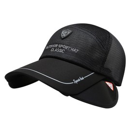 White Fang CA758 Mesh Logo Brim Cap, Stylish, Retractable, Sun Visor, Men's, Women's, Black