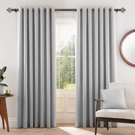 KAMANINA 1 Inch Curtain Rods for Windows 140 to 195 Inches (11.7-16.3ft) Bronze Heavy Duty Curtain Rod, Adjustable Long Drapery Rods with Marbled Finials